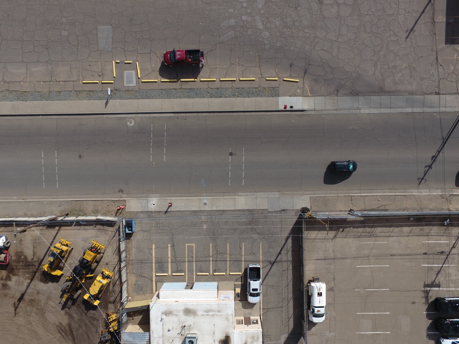 Aerial of a fleet yard at an Albuquerque logistics business used in brand content
