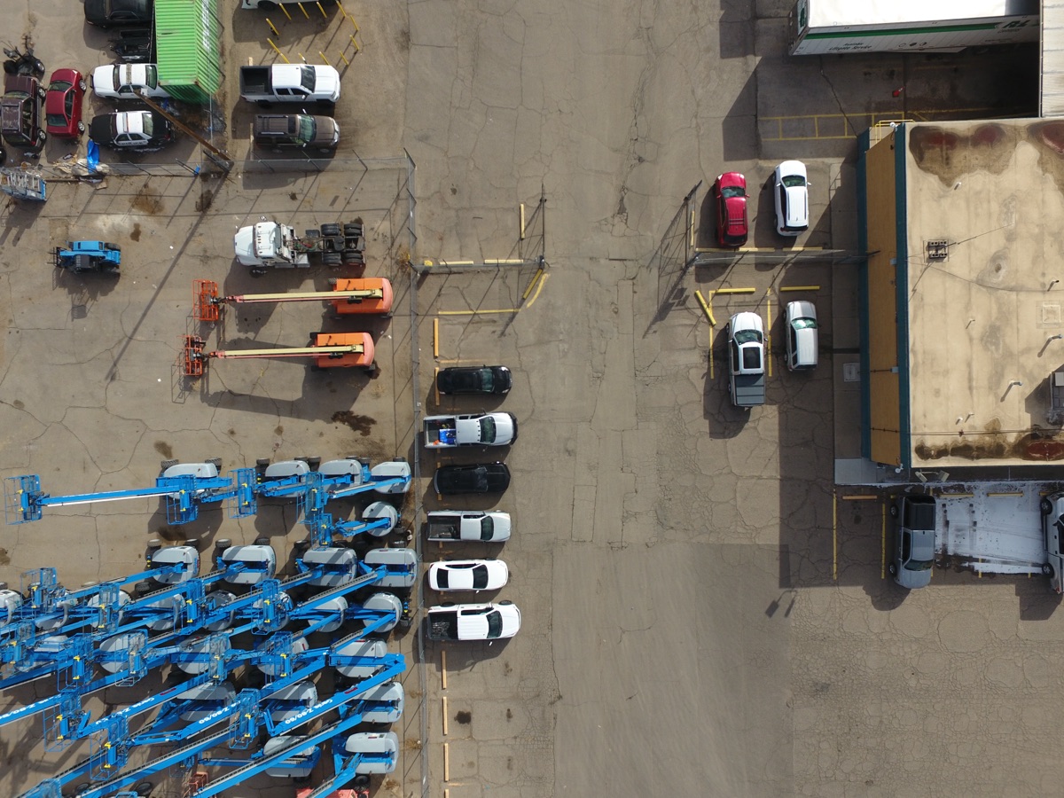 Aerial of an Albuquerque industrial property and parking
