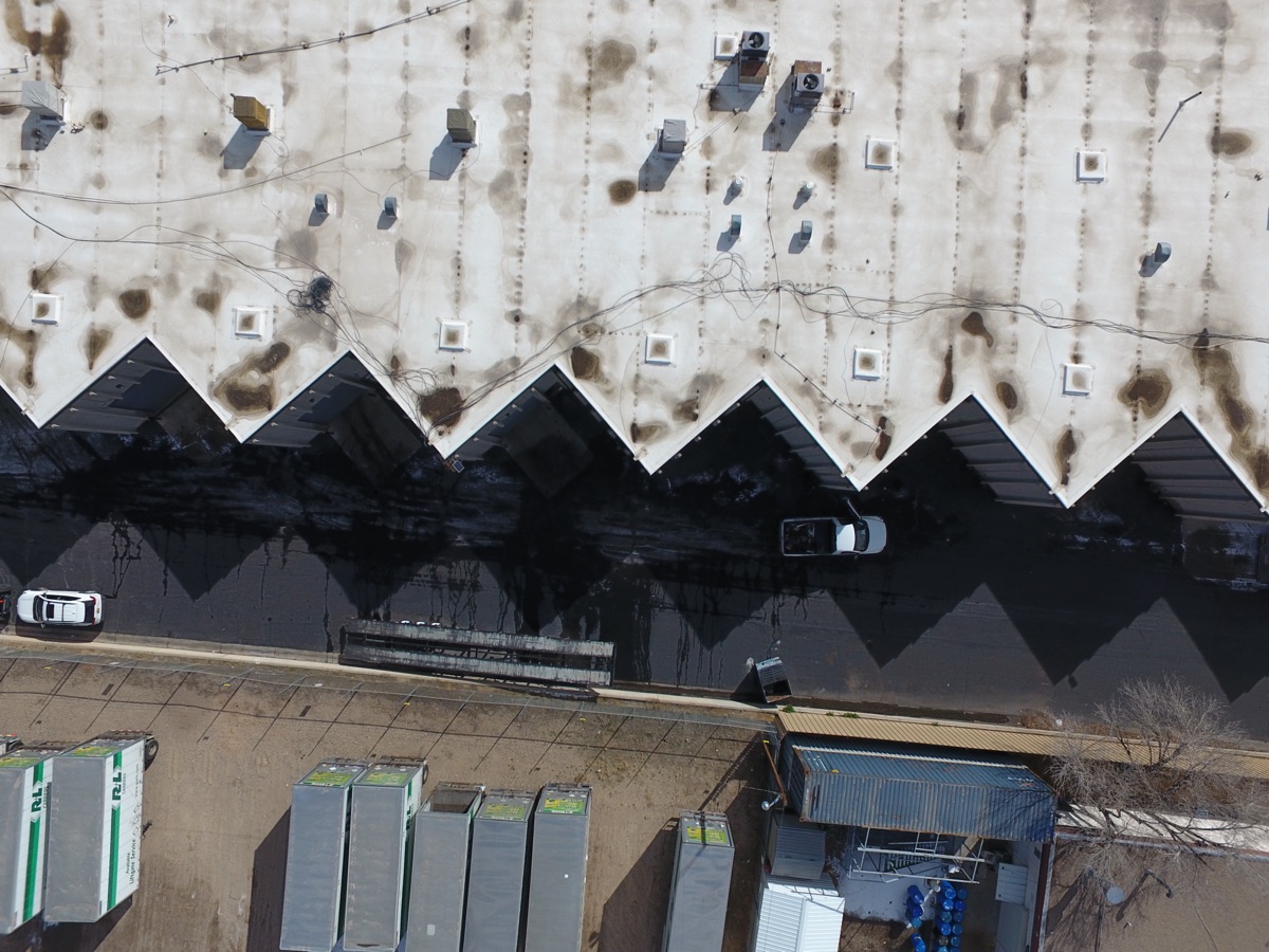Aerial view of an Albuquerque logistics and trucking facility