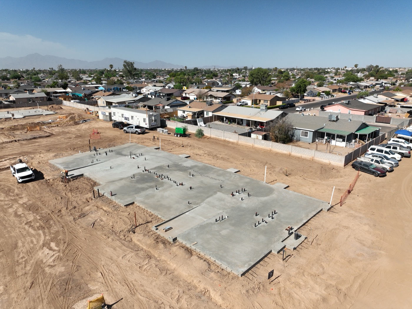Aerial progress documentation of an active construction site