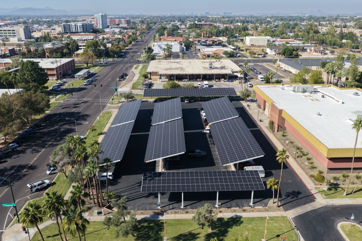 Aerial detail of a solar array