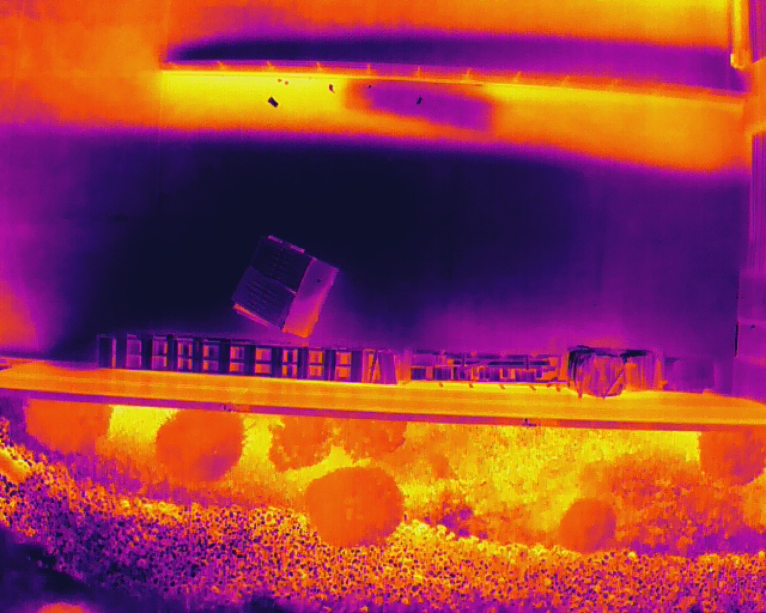 Radiometric thermal drone image of rooftop equipment heat signatures
