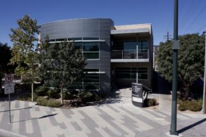 Drone real estate photo of a commercial property in downtown Las Vegas