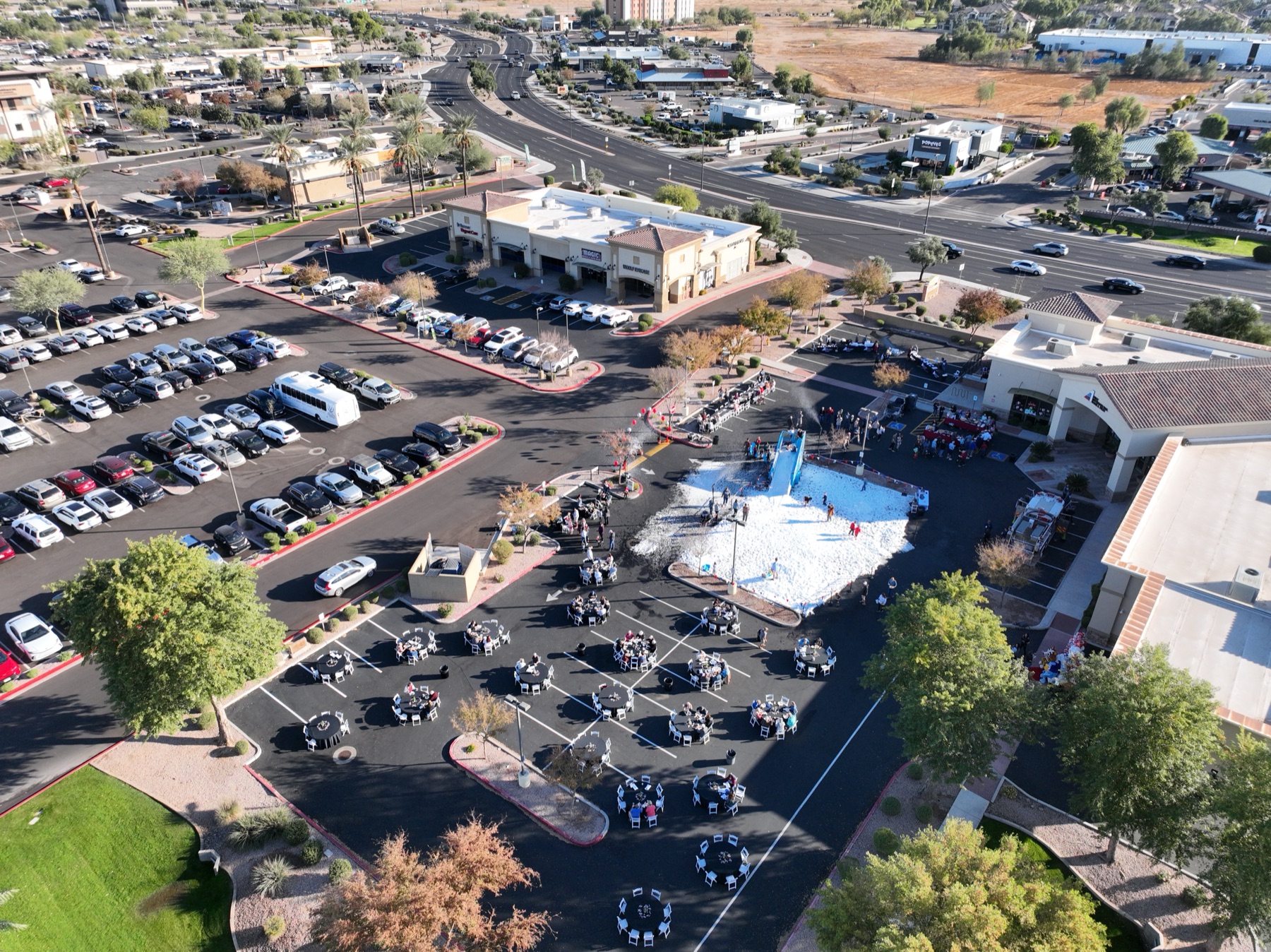 Aerial brand still of a business location and its surroundings