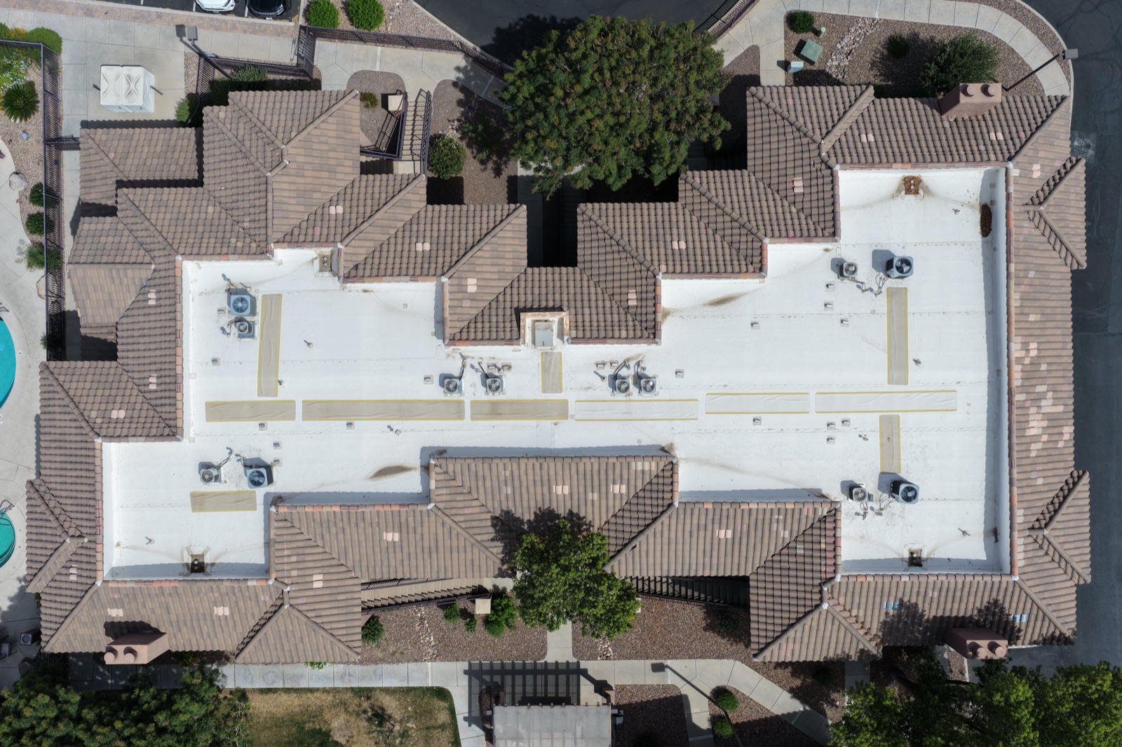 flat parapet roof complex aerial