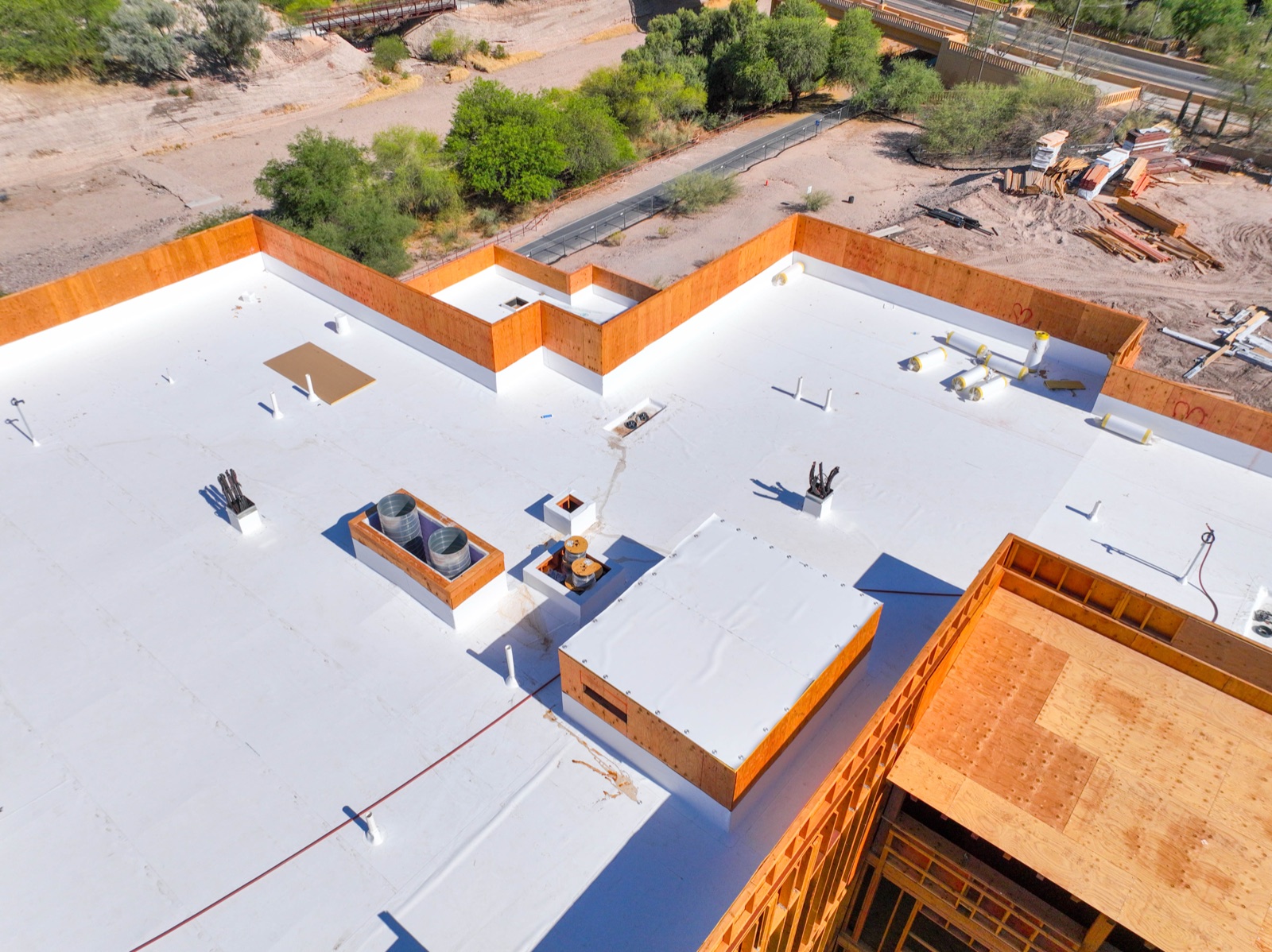 Aerial view of a residential complex captured for investment property marketing