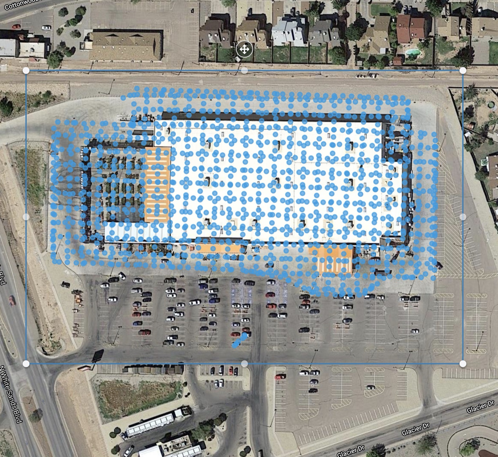 3D photogrammetry point cloud render of a building generated from drone imagery
