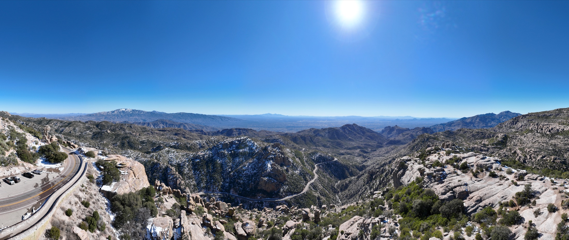 Aerial view along the Catalina Highway in the Santa Catalina mountains