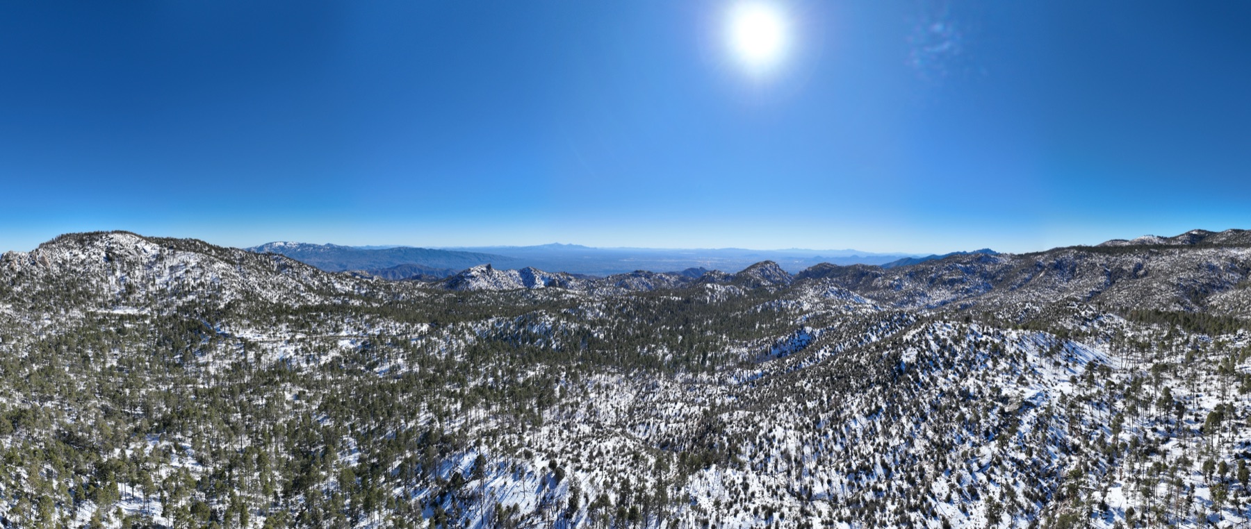 Aerial view of the Santa Catalina mountains and saguaro desert near Tucson